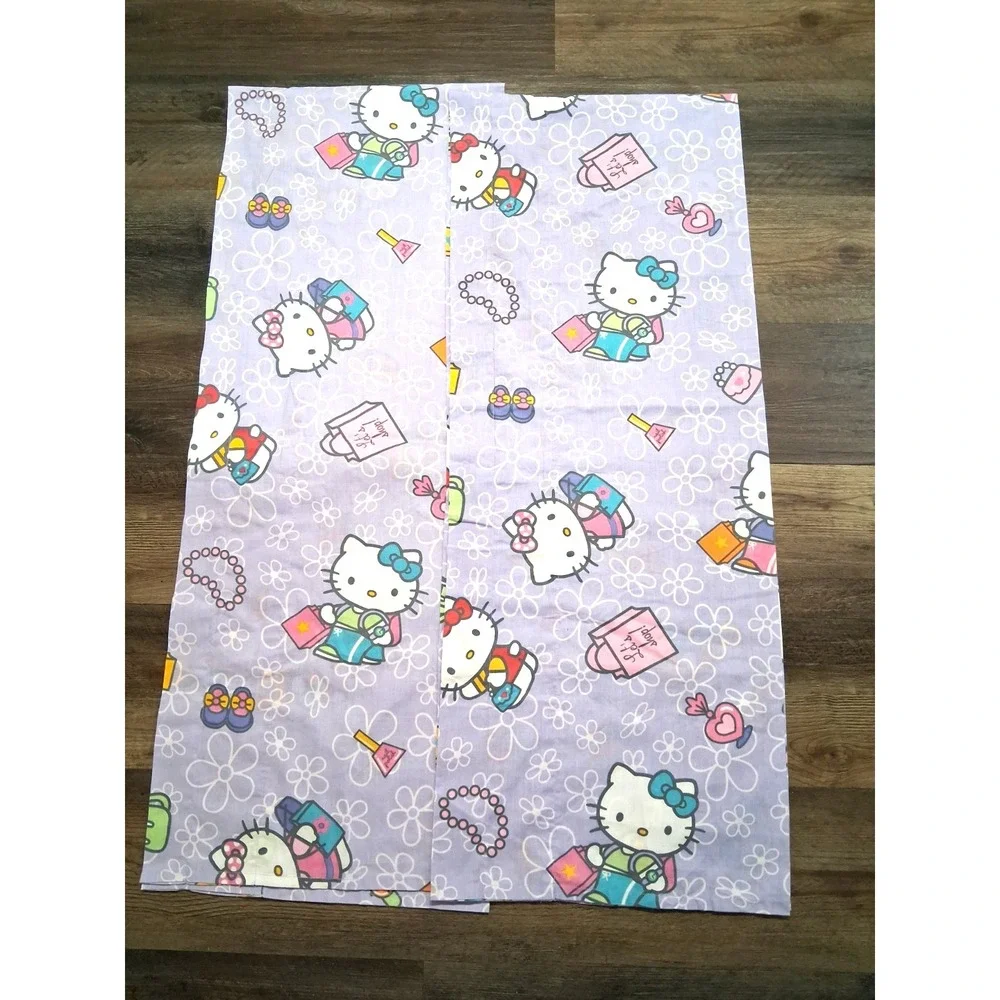 Y2K  2003 Hello Kitty Curtain Valances‎ Purple Flower Set of 2 Shopping Kawaii